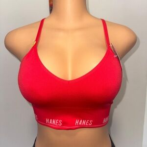 NWT Hanes Vibrant Red Women's Bralette size Medium (x2)